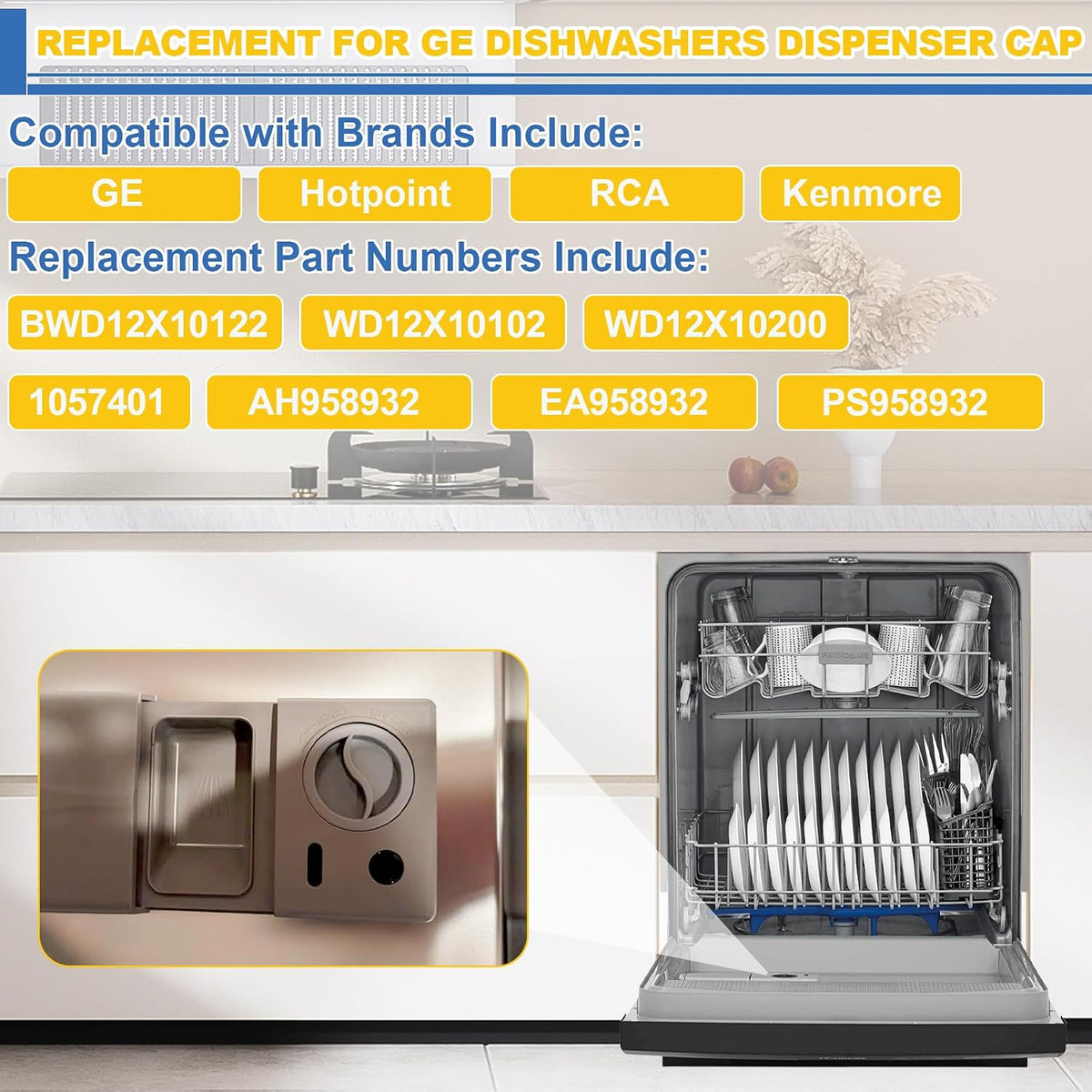 Upgrade WD12X10122 Dishwasher Rinse Aid Dispenser Cap