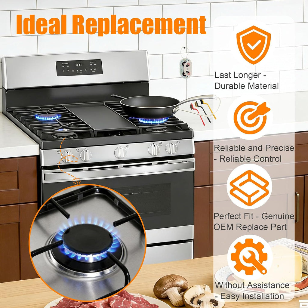 Upgraded Extra Large Surface Burner Cap & Burner Base Set Compatible with GE and Haier Gas Range/Cooktop,Replaces WB28K10222 WB16X24722 AP5986249 PS11726674 - Reliable and Precise Replacement Parts