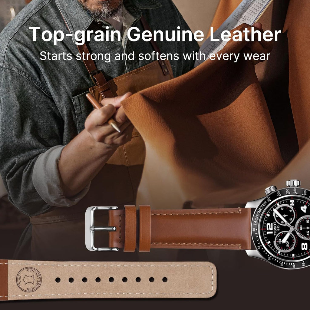 20mm Quick Release Leather Watch Bands for Garmin Samsung Galaxy | 2 Pack Straps for Vivoactive 6/5, Venu Sq/Sq 2