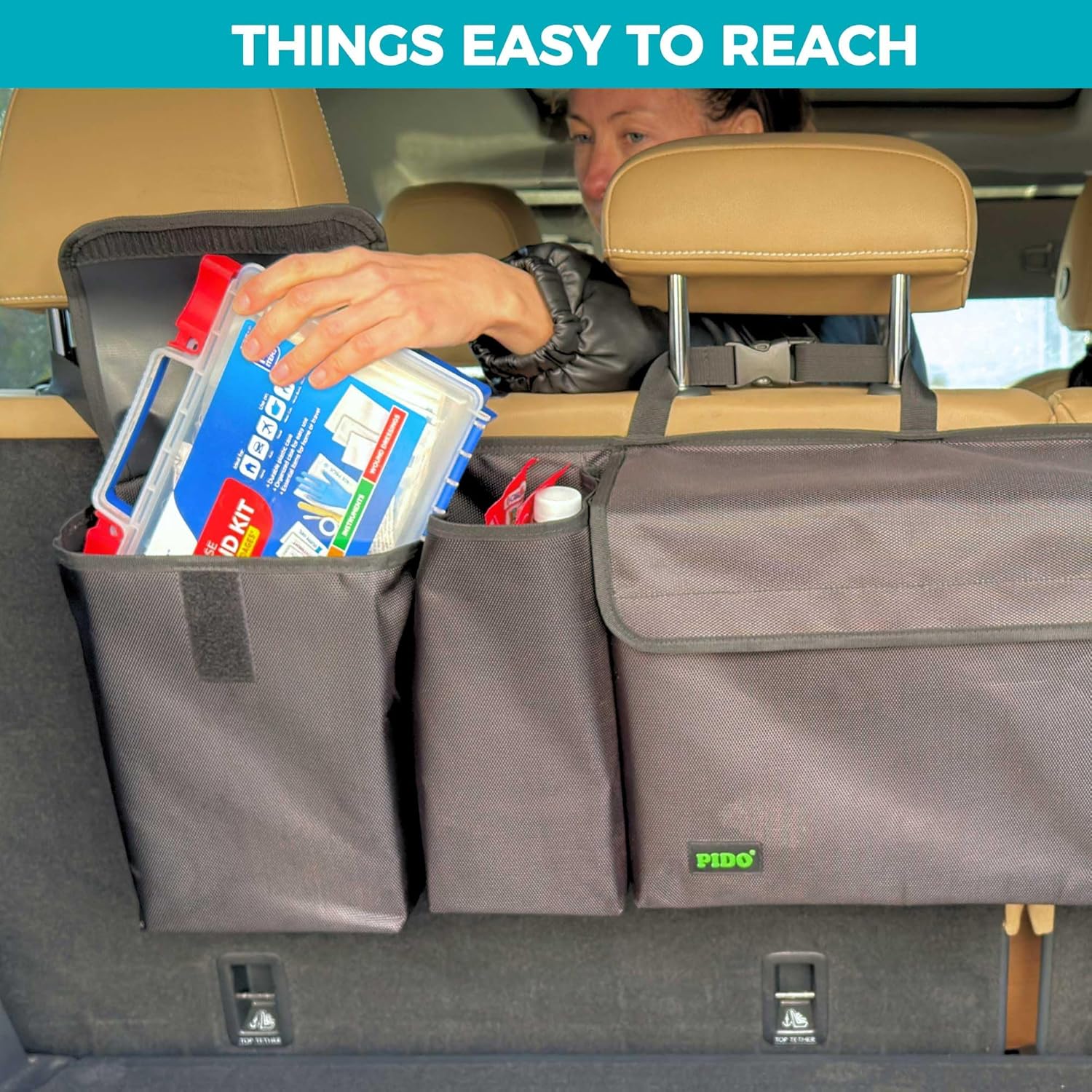 Hanging Trunk Organizer, Backseat Trunk Organizer for SUV, Hanging Car Storage Bag with Large Pockets for Sedan