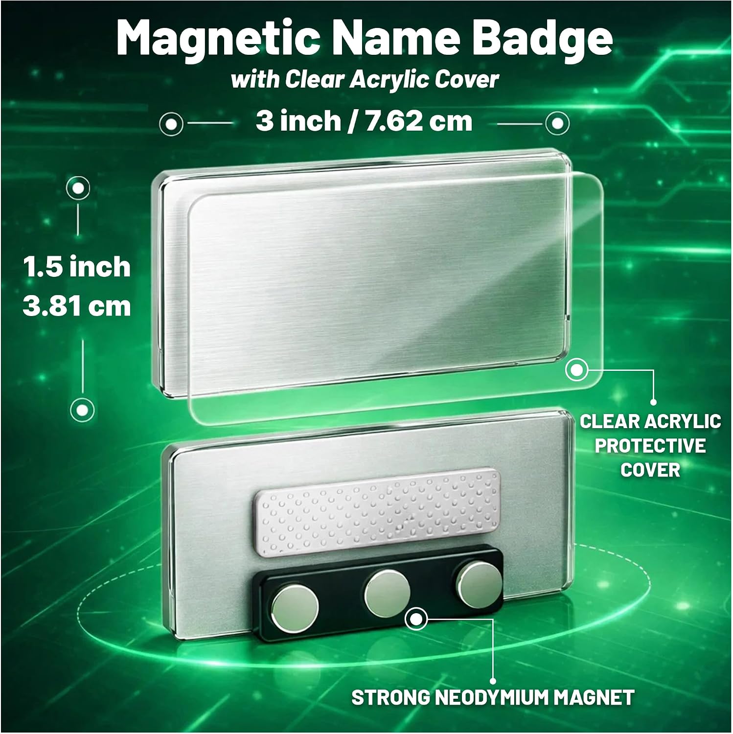 10 Pack DIY Reusable Magnetic Name Badge Holder + Clear Acrylic Cover | Customizable, Printable Magnetic Employee