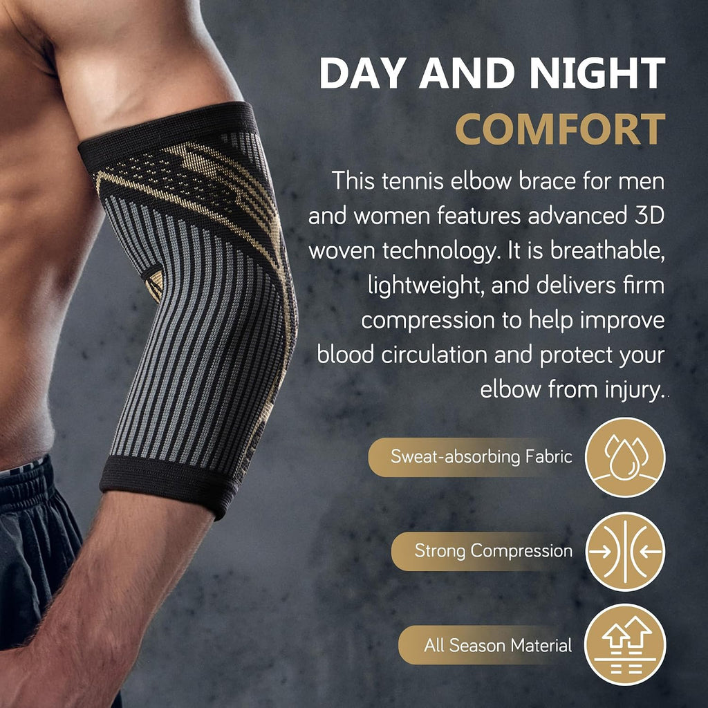 COOLJOB Copper Infused Elbow Compression Sleeves, Snug-fit Workout Brace