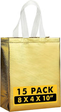 Reusable Gold Gift Bags Medium Size 15 Pack with Handles for Party