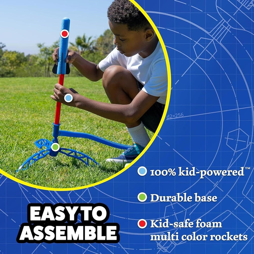 Jr Multi-Color Rocket Launcher for Kids, 8 Rockets | Fun Outdoor Toys for Boys & Girls, Ages 3 & Up - Soft Foam