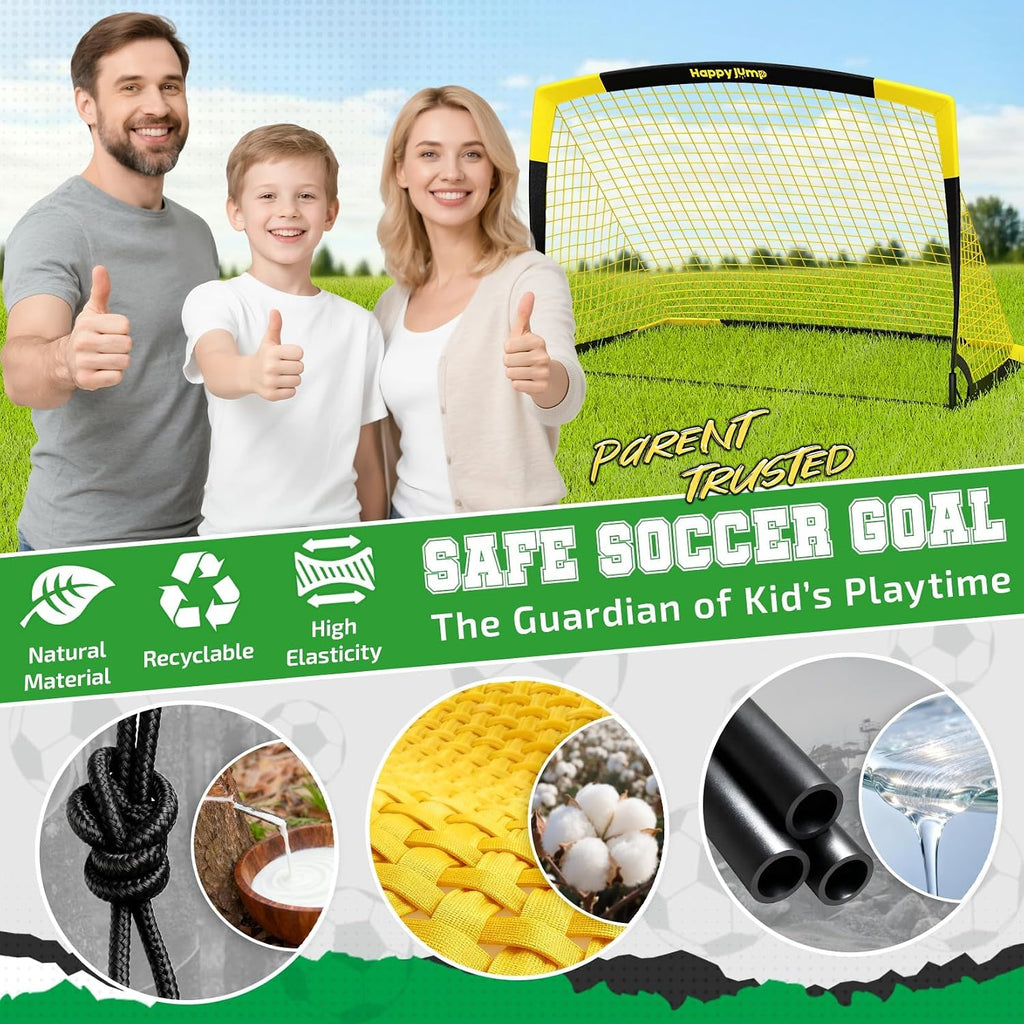 Portable Soccer Goal 7x5 & 5x3.6 FT, Large-Frame Training Net | Great for Kids Ages 6-14 Skill Development, Ideal for