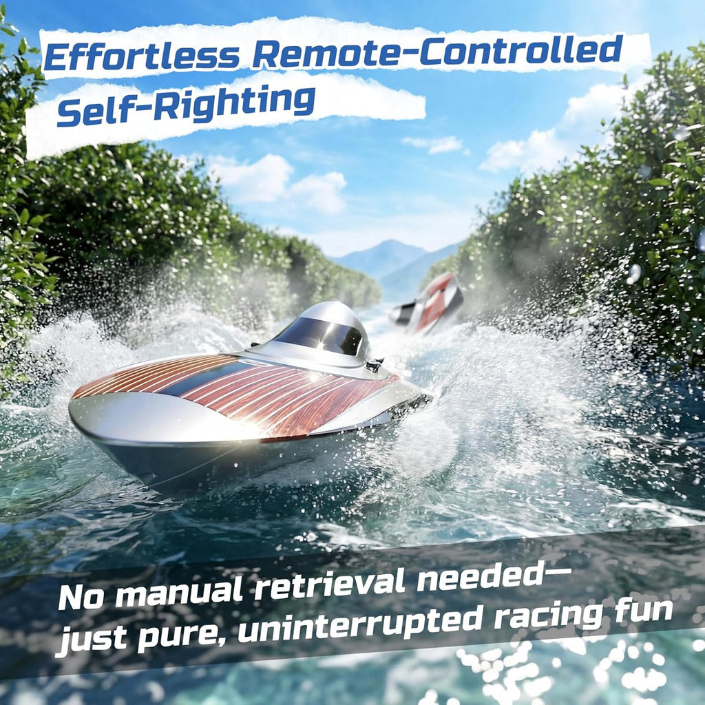 17" Brushless RC Boat for Adults, 45+ KPH, Metal Rudder | 3S 2800mAh Li-po Battery, Self-Righting, High-Speed Racing