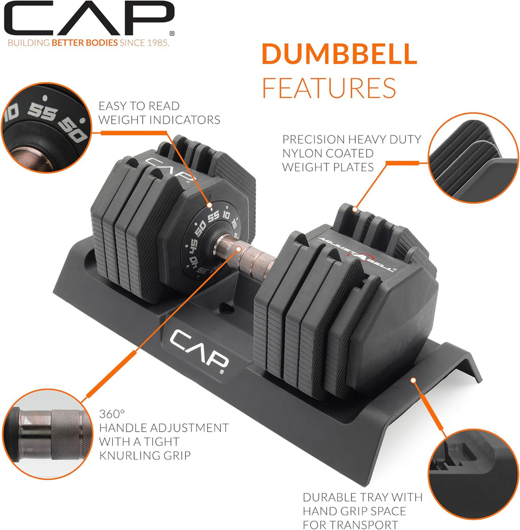 ADJUSTABELL Adjustable Dumbbell Set, Premium Quick Select Adjustable Weights for Strength Training, Singles & Pairs