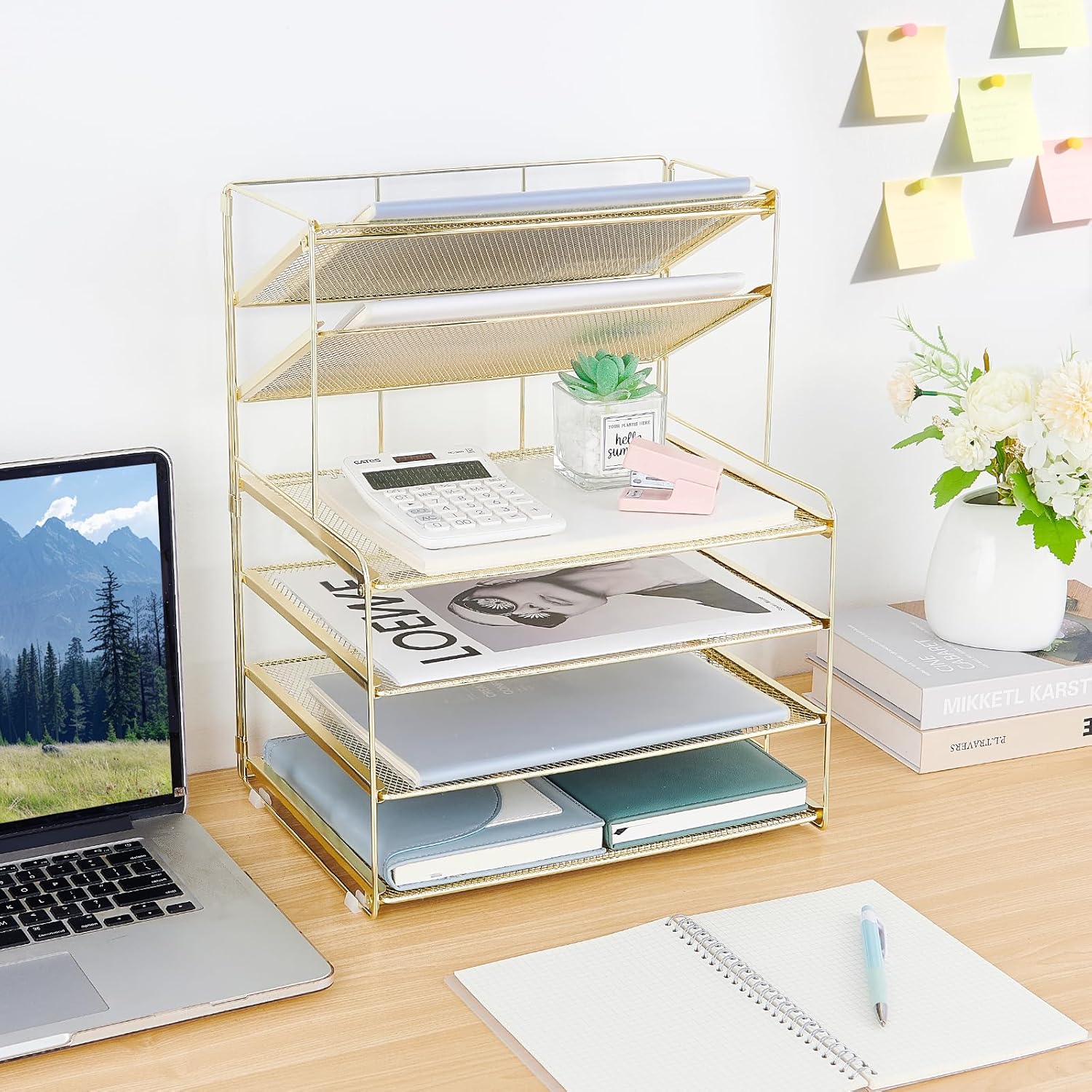 Desk Organizer, 6-Tier Letter Tray Paper Organizer, Desktop File Organizer, Office Desk Accessories & Office Decor