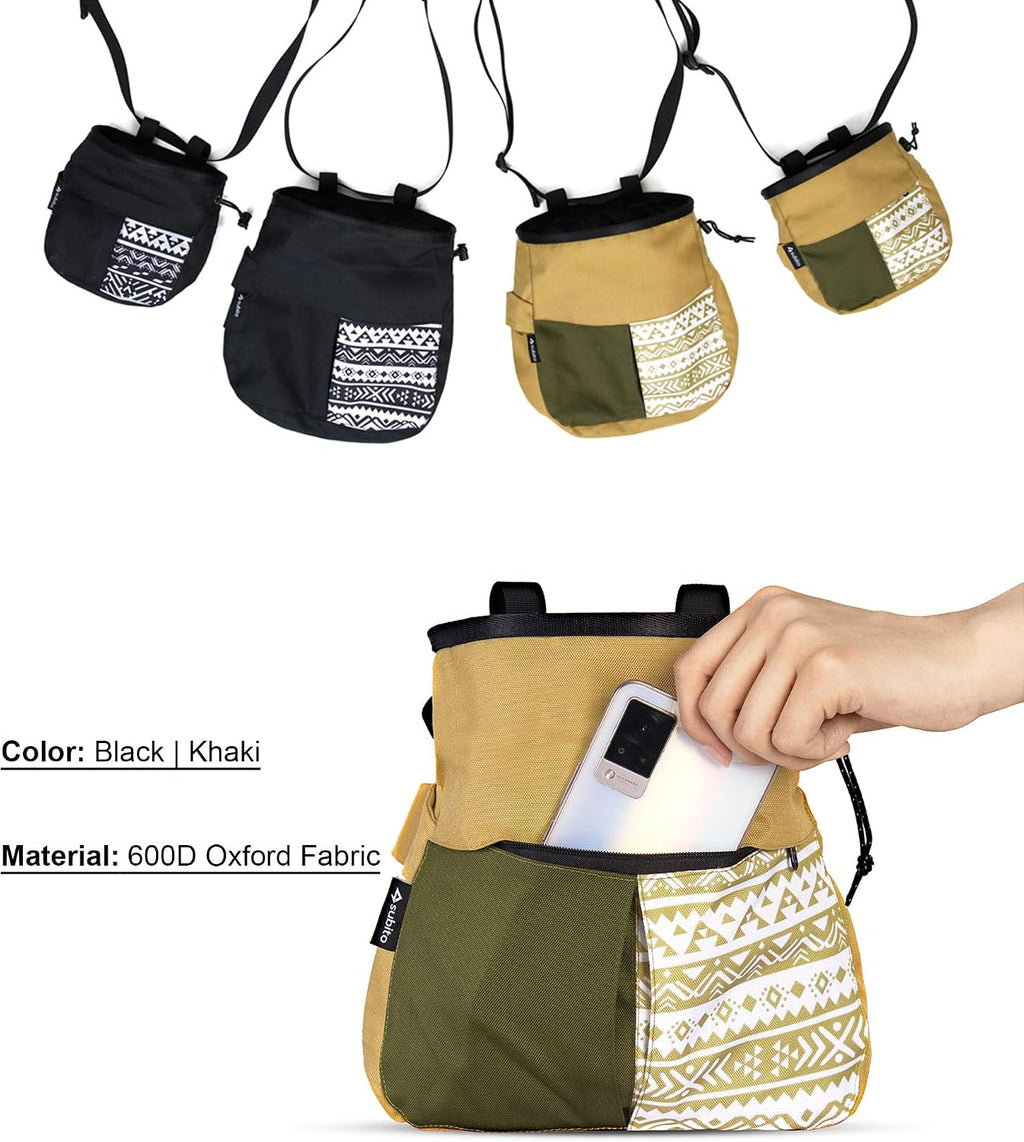 Climbing Chalk Bag, Large Capacity Rock Climbing Chalk Bag for Bouldering, Weightlifting, Gym, Disc Golf & Wall