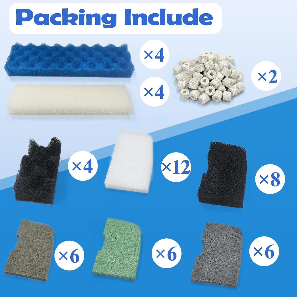 52 Pack Filter Media Kit for Fluval 406/407 Canister Filters
