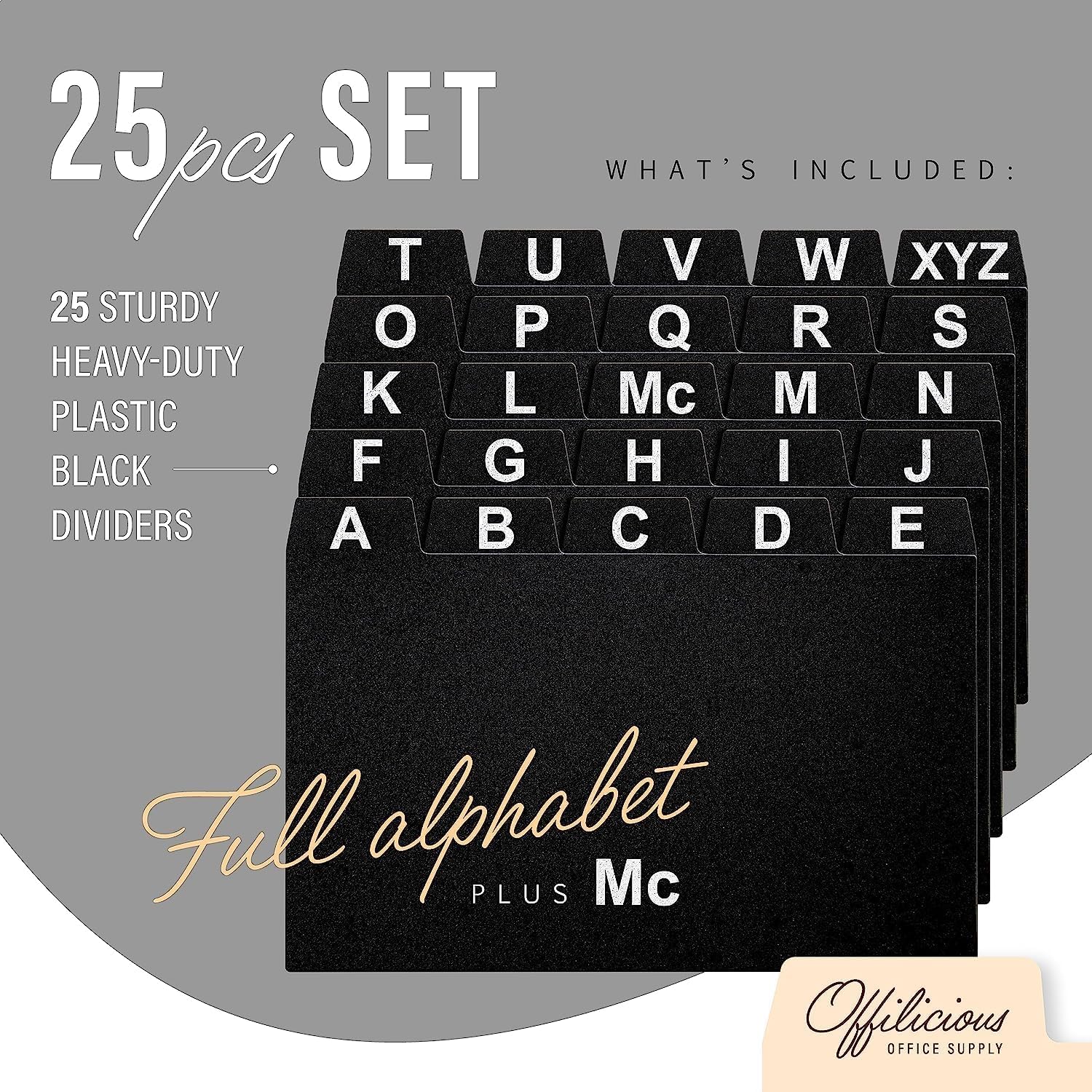 Alphabetical Index Card Dividers 4x6, 25 Index Card Box Dividers with Tabs | Sturdy Plastic Recipe Box Dividers 4x6