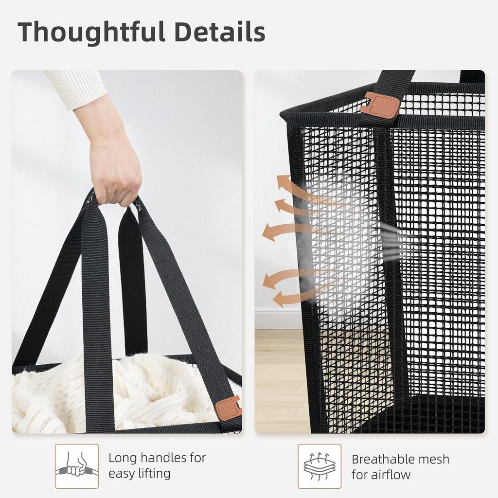 Collapsible Laundry Basket, 16.9 Gal. Large Pop-up Laundry Hamper with Long Carry Handles, Space-Saving Foldable