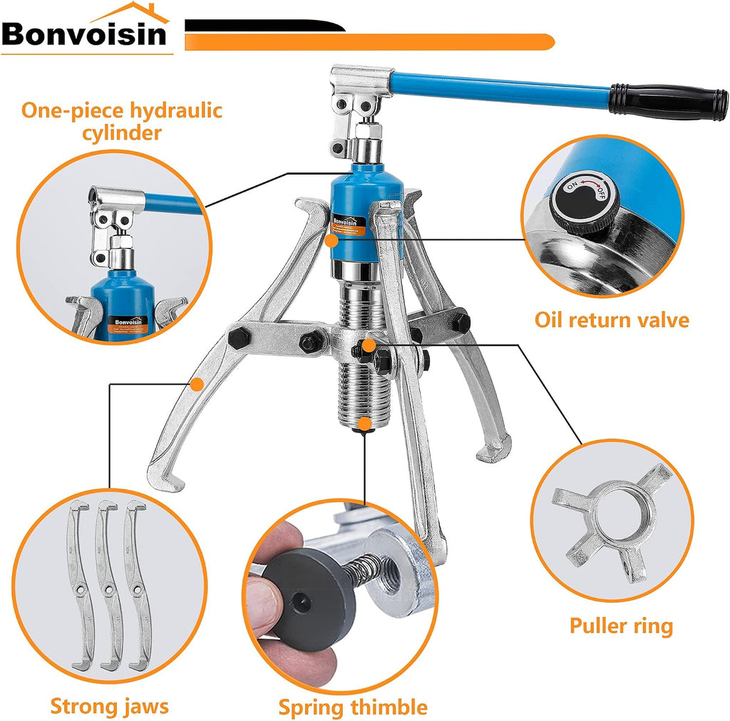 20T Hydraulic Gear Puller Set Wheel Bearing Puller Kit 2 or 3 Jaws Pulling Separator for Wheel Hubs Rotors Car Axles