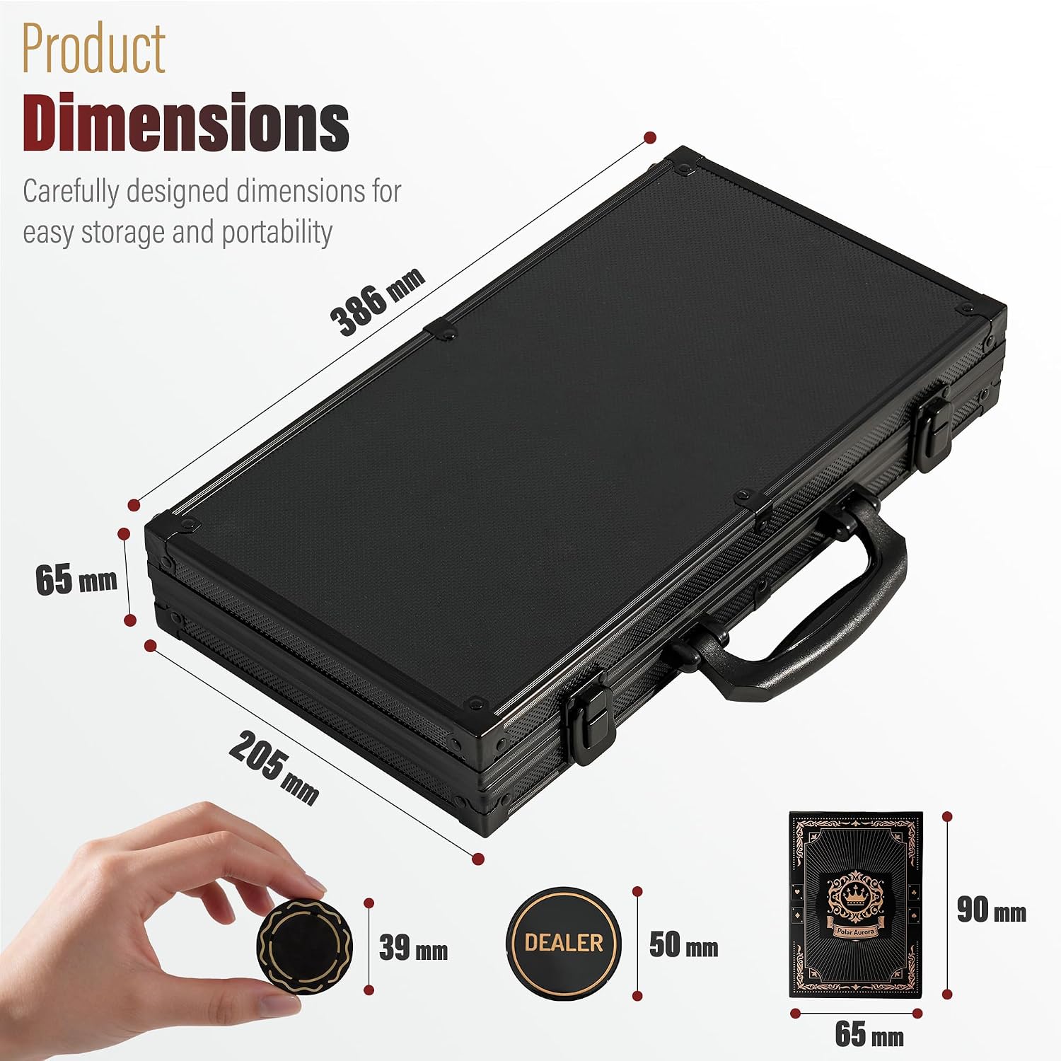 Poker Chips,Gold Dark Poker Set with Black Aluminum Case,Modern Design 11.5 Gram Poker Chip Set for Texas Hold'em