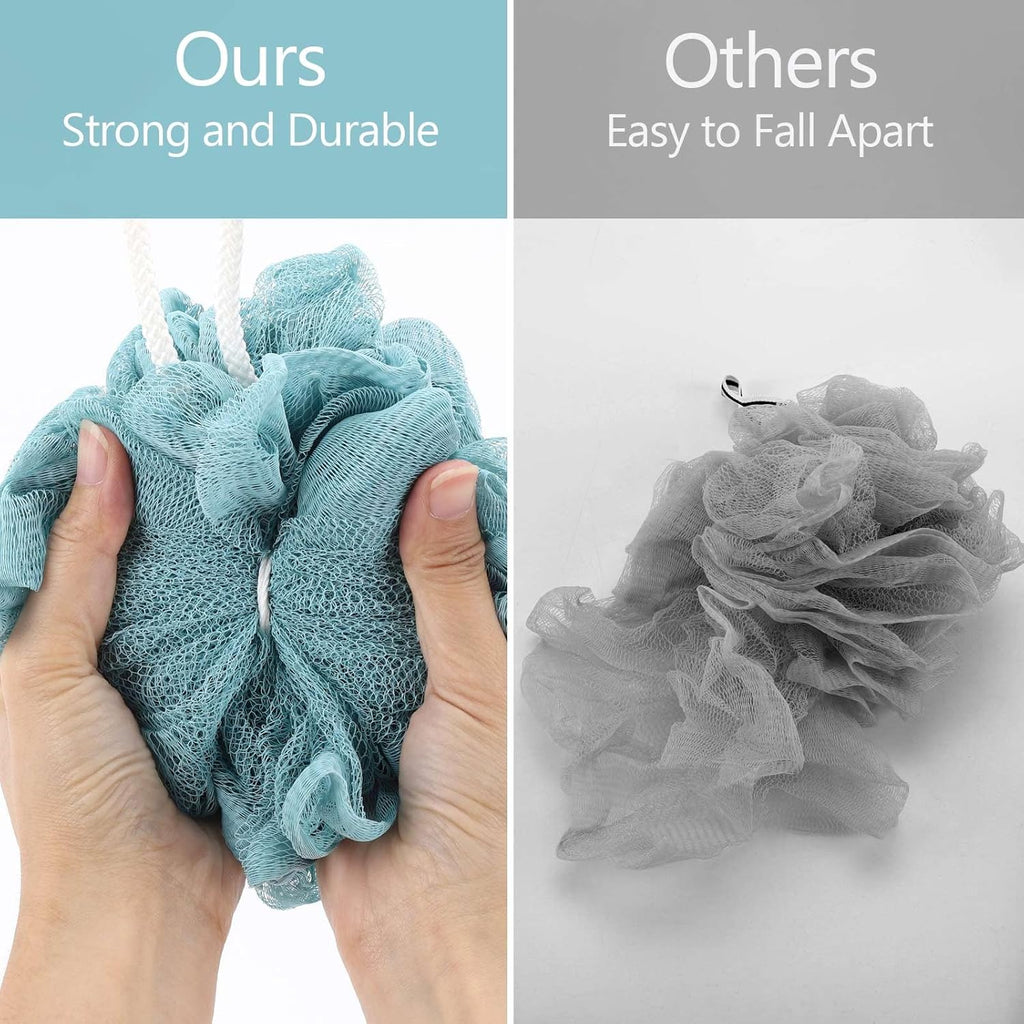 Large Loofah Sponge 75g/Pc, Exfoliating Shower Pouf Bath Scrunchies Bath Scrubber Body Loofahs for Shower - Set of 4