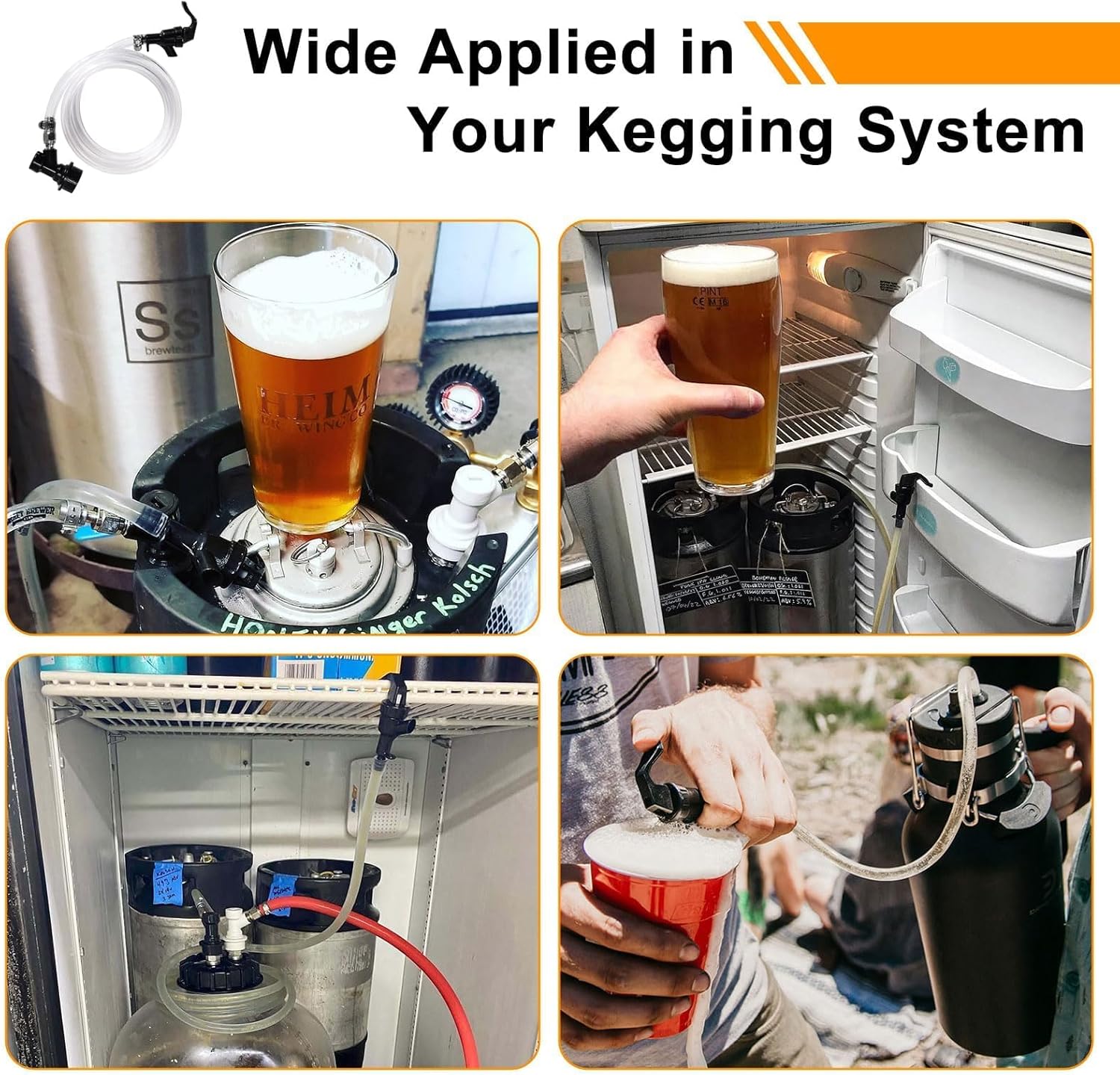 3FT Ball Lock Beer Line Assembly Kit Picnic Tap Corny Keg Dispenser 1 Pack | Pre-Assembled, Healthy Picnic Tap, Food
