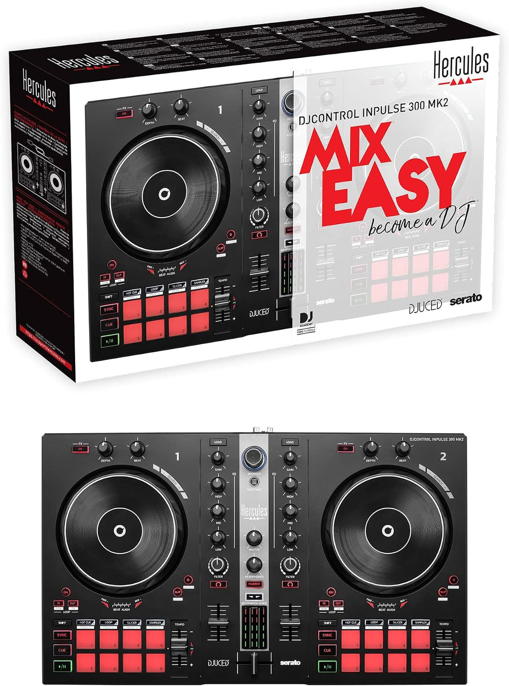 DJControl Inpulse 300 MK2-2 Deck DJ Controller Serato & DJUCED | 2-deck DJ controller for Serato & DJUCED featuring