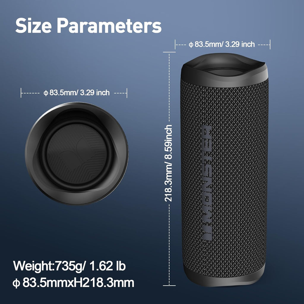 S620 Bluetooth Speaker, Wireless Portable Outdoor Bluetooth Speakers, 60W True Wireless Stereo IPX8 Waterproof, Dual