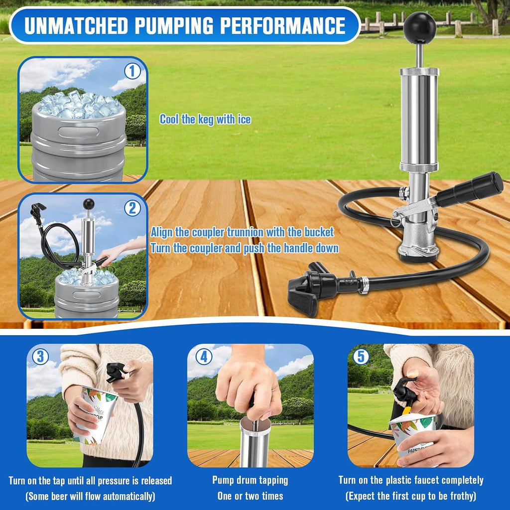 Keg Party Pump, 4" Keg Tap Kit Keg Pump Taps