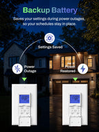 BN-LINK 7 Day Programmable in Wall Digital Timer Switch for Lights, Fans