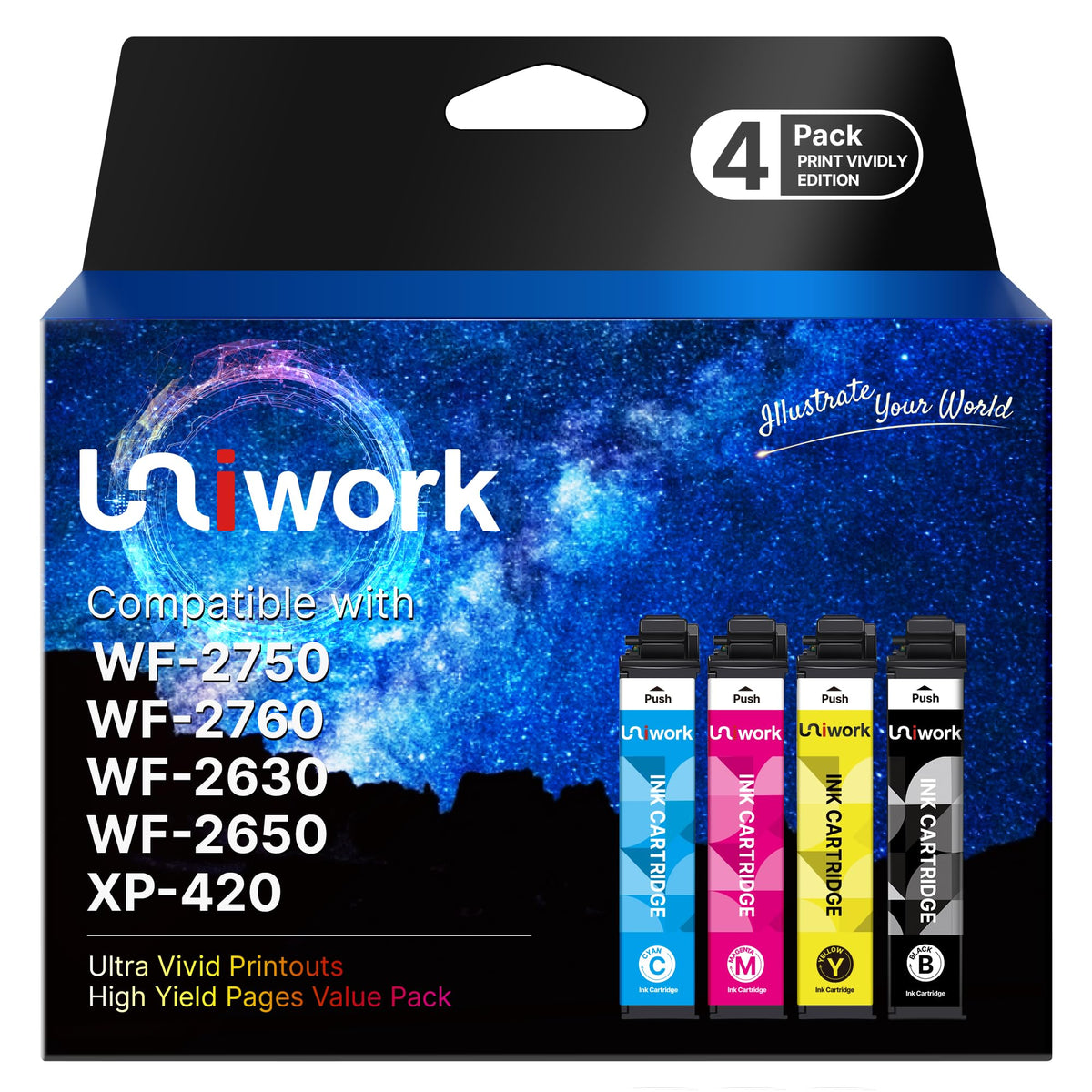 Remanufactured Replacement for Epson 220 Ink Cartridge 4 Pack
