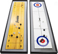 2-in-1 Shuffleboard Table and Curling Set - Portable Tabletop Set Includes 8 Rolling Mini Pucks - 45" | Ready To Play