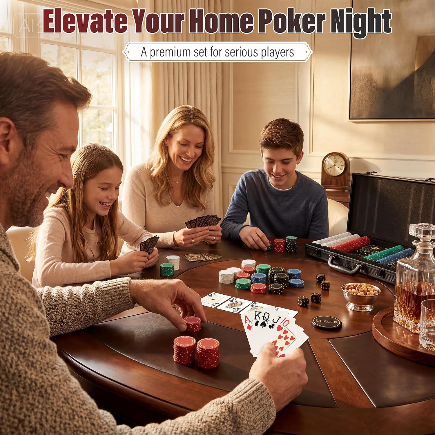 Poker Chips,Gold Dark Poker Set with Black Aluminum Case,Modern Design 11.5 Gram Poker Chip Set for Texas Hold'em
