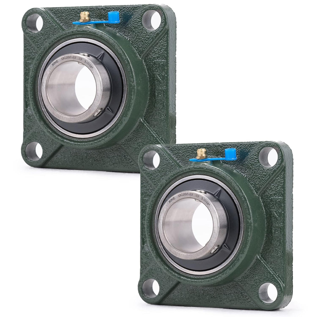 XIKE 2 Pcs UCF207-23 Bore 1-7/16" Pillow Block Square Flange Mounted Ball Bearings.