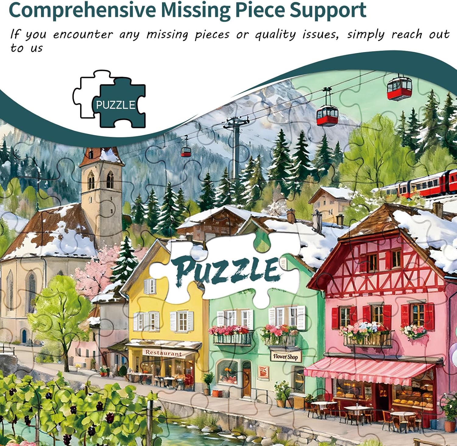 Mountain Village Sunset Puzzles for Adults 500 Piece, Jigsaw Puzzles for Adults, Adult Challenging Game Toys