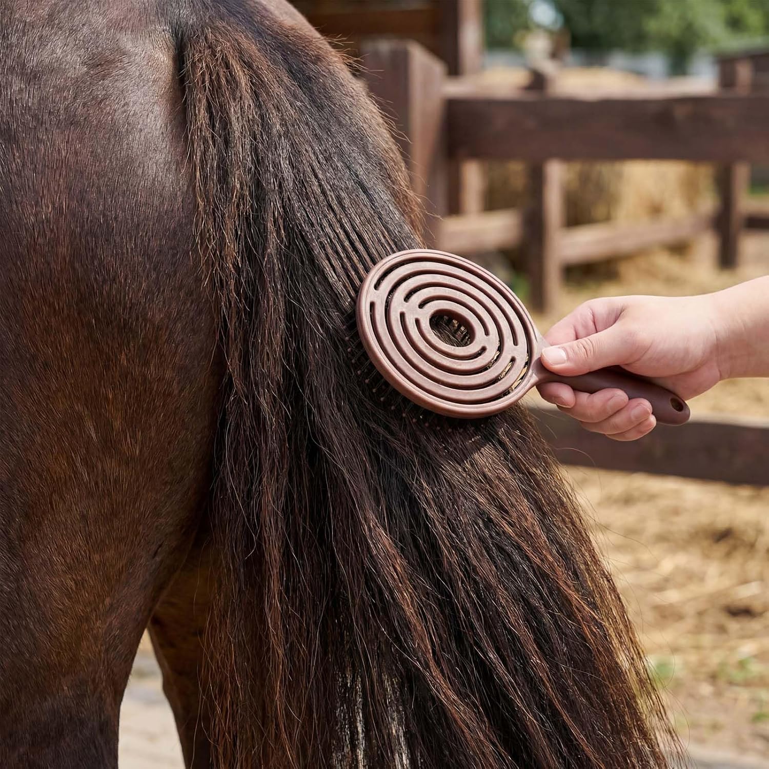 Horse Grooming Set with Mane & Tail Brush and Soft Cleaning Sponge