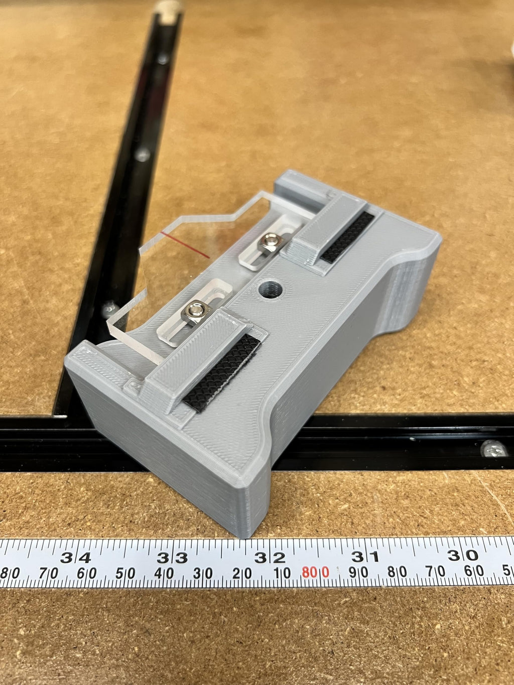 Stop Block for T Track w/Acrylic Pointer & Micro Adjust (Grey)