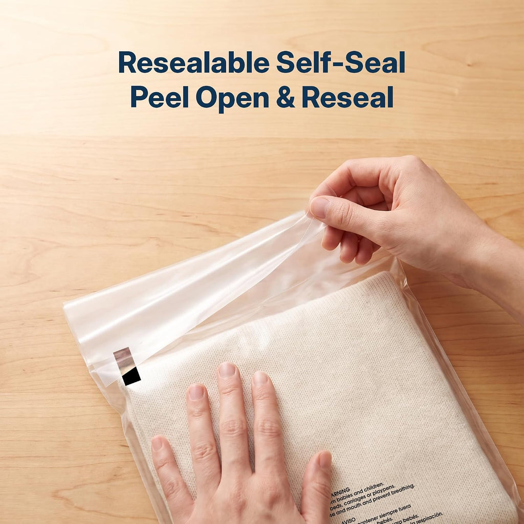 18” X 24” (200 Count) Self Seal Clear Poly Bags with Suffocation Warning