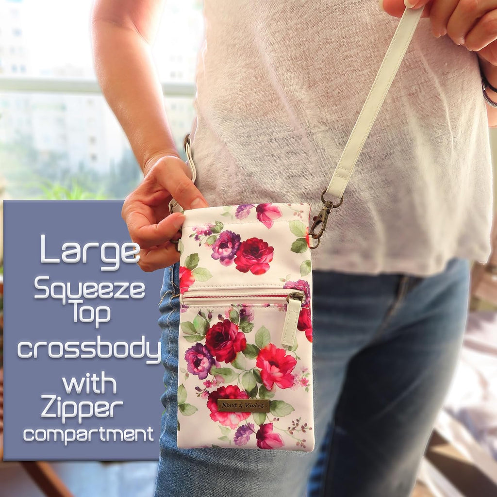 Soft Crossbody Sunglasses Case, Large to XL Squeeze Top Glasses Pouch, Women Eyeglass Holder Sleeve Travel Bag