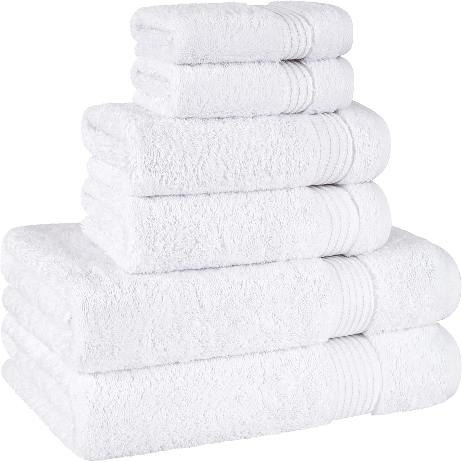 100% Cotton Turkish Towel Set, Soft Absorbent Quick Dry, 6 Piece Towel Set, Snow White