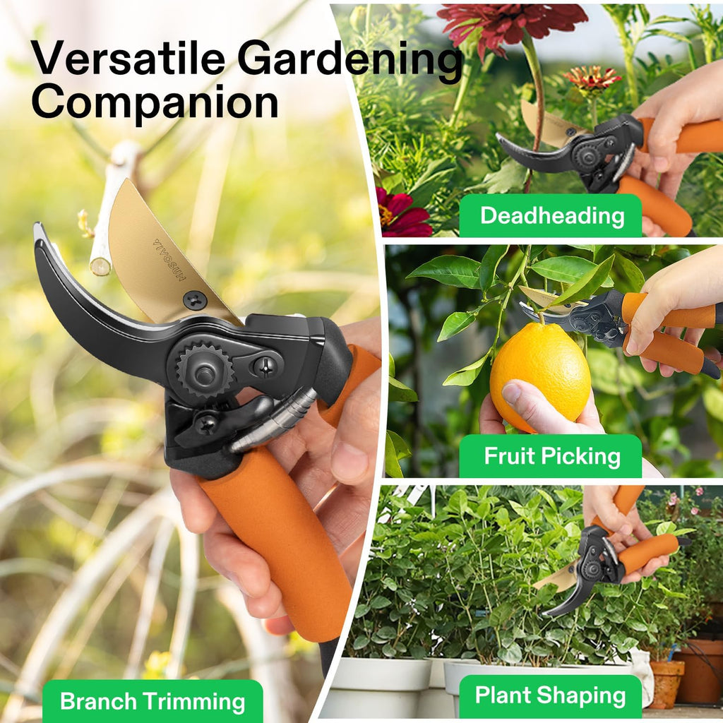 6.5 Inch Gardening Scissors Hand Pruner Pruning Shear and 8.5" Bypass Pruning Shears for Gardening, Heavy-Duty Garden