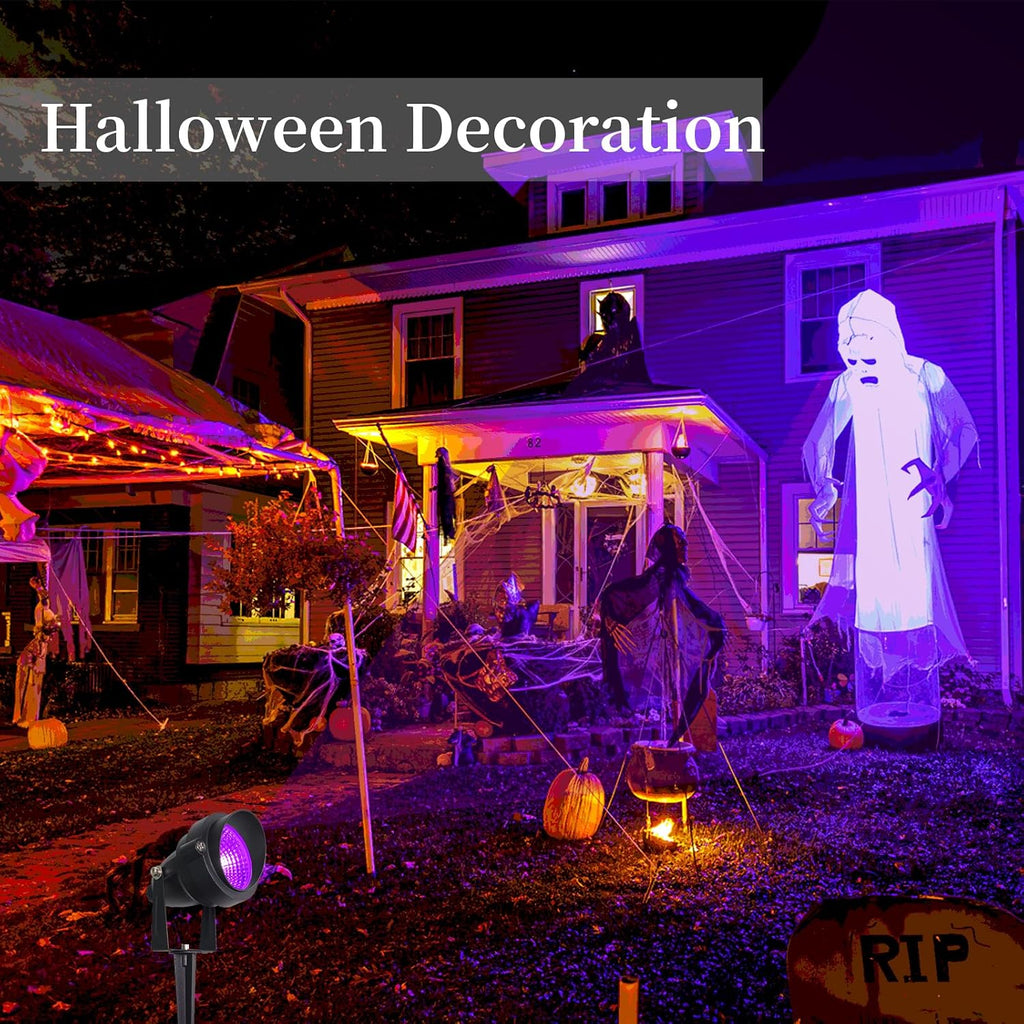 20W Halloween Spotlight Outdoor, Black Light Spotlight, Waterproof IP66 with Purple LED Landscape Lighting, Ideal for