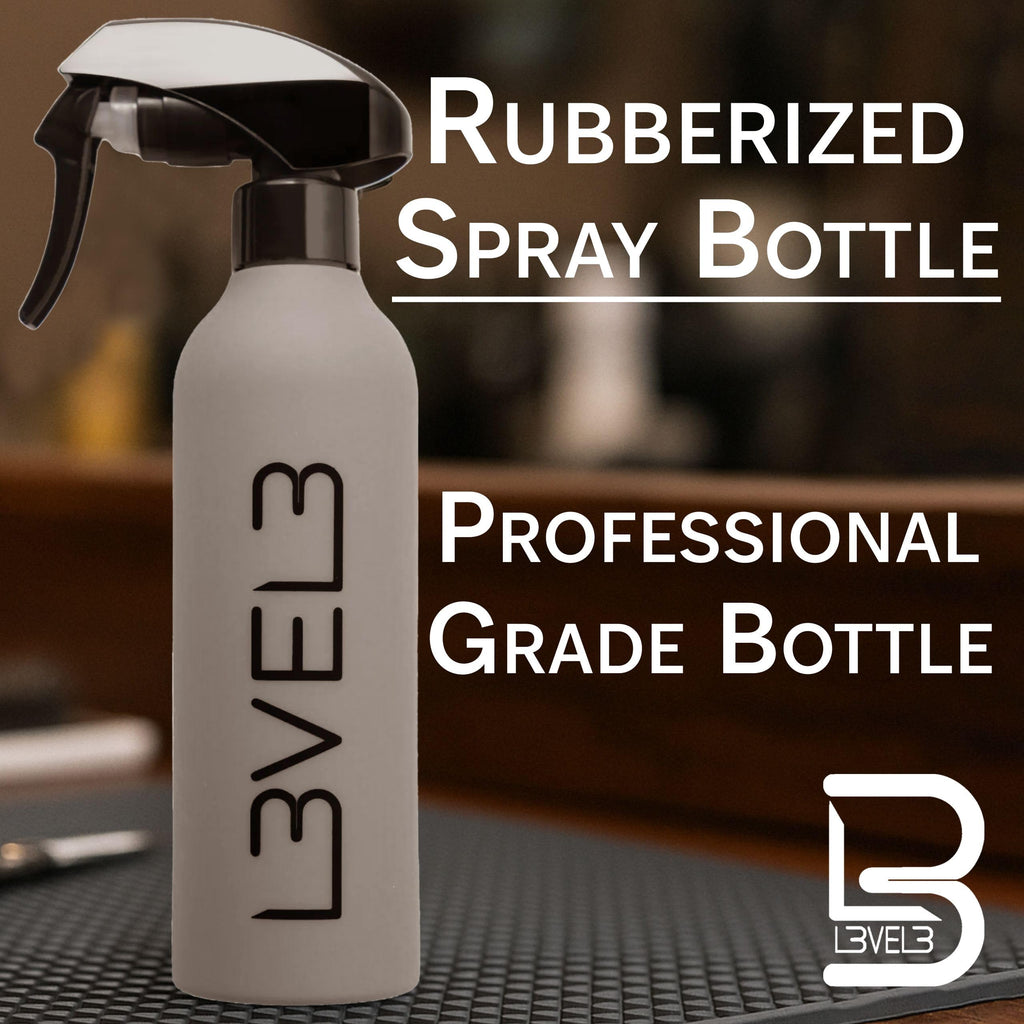 Level 3 Rubberized Fine Mist Spray Bottle for Barbers, Rubber Grip