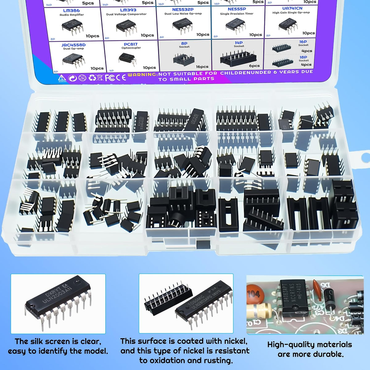 12Value 130pcs Darlington Optocoupler Timer IC Assortment Kit