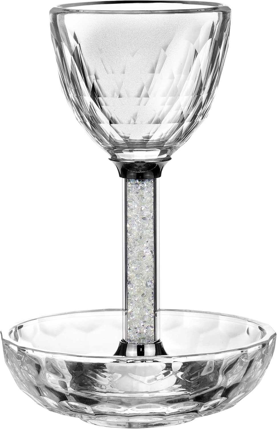 Crystal Kiddush Cup Set - Premium Kiddush Wine Cup and Saucer for Shabbat, Havdalah, Passover - Judaica Shabbos and
