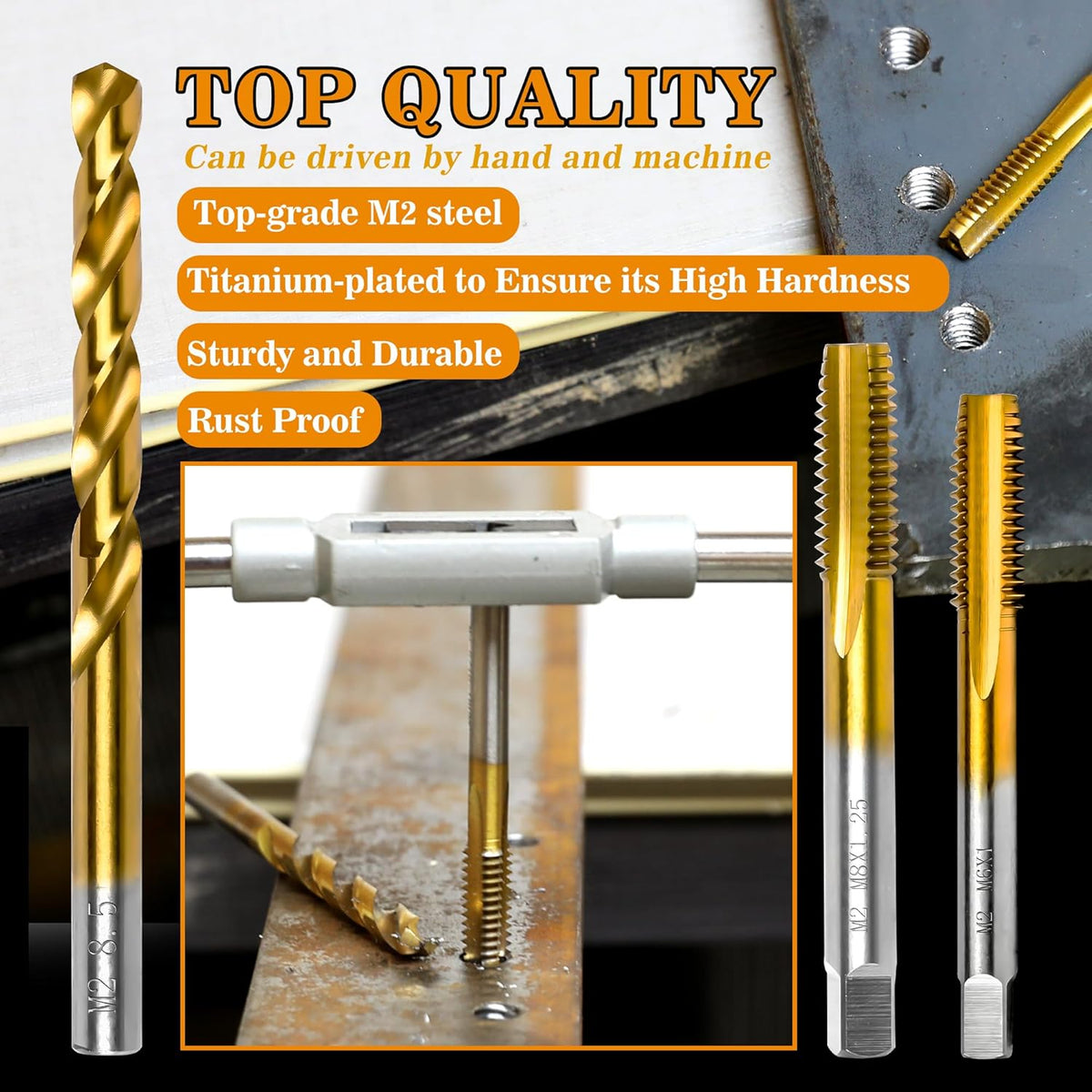 M12x1.75 Tap and 10.2mm Drill Bit for Metal,M2 HSS Metric Drill and Tap Set