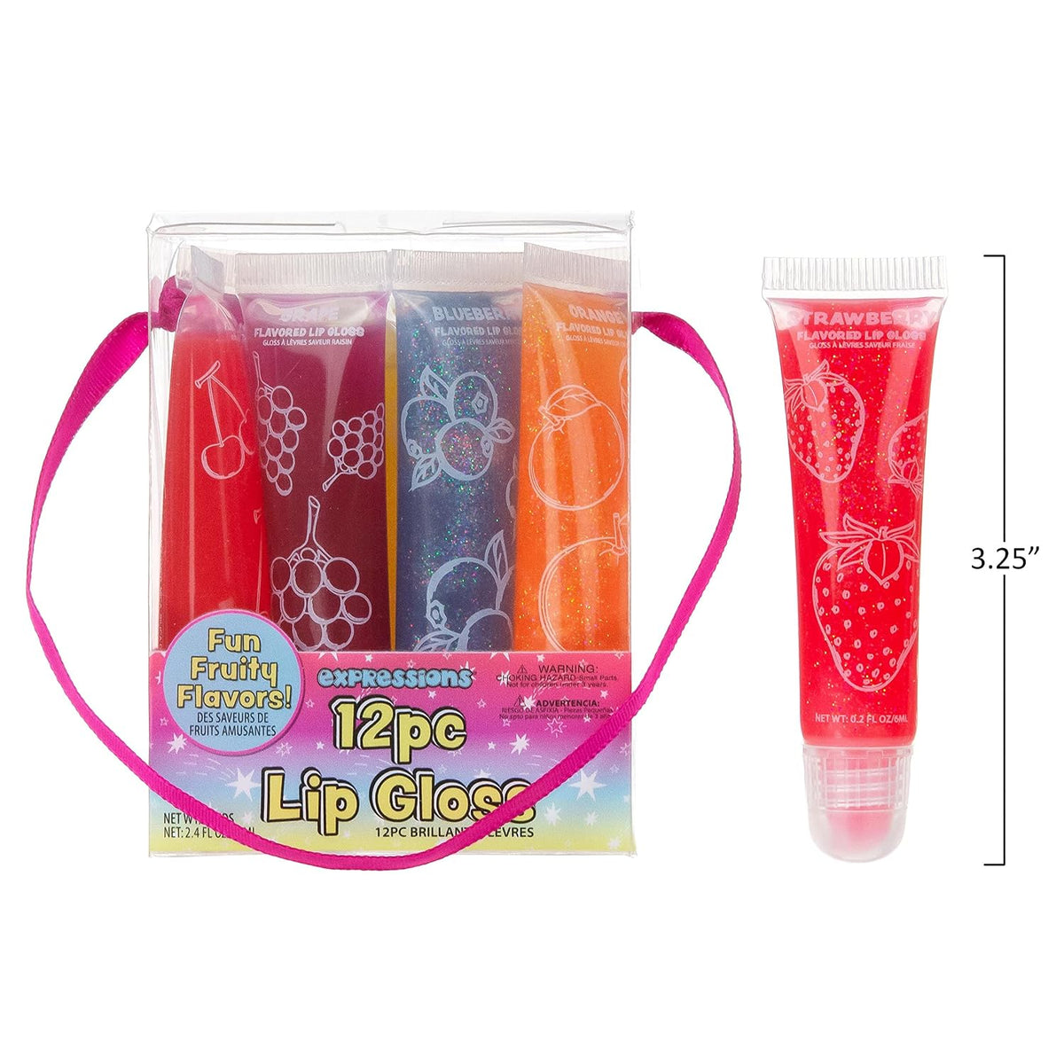 12pc Flavored Lip Gloss Set, Glitter Lip Kit, Fruit Flavored Great Gift