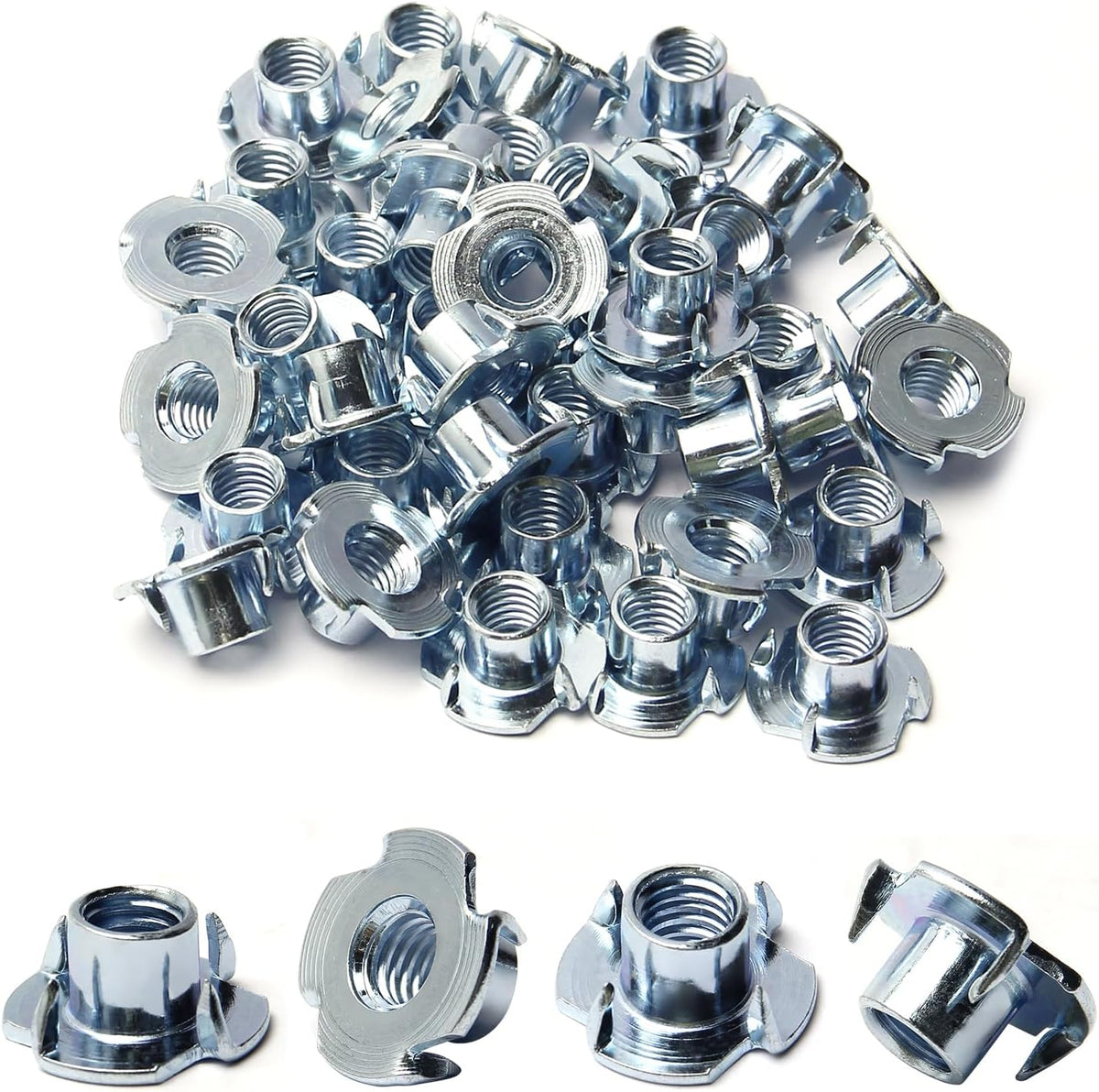 3/8"-16 T-Nut (50 Packs), Zinc Plated Carbon Steel T-Nut