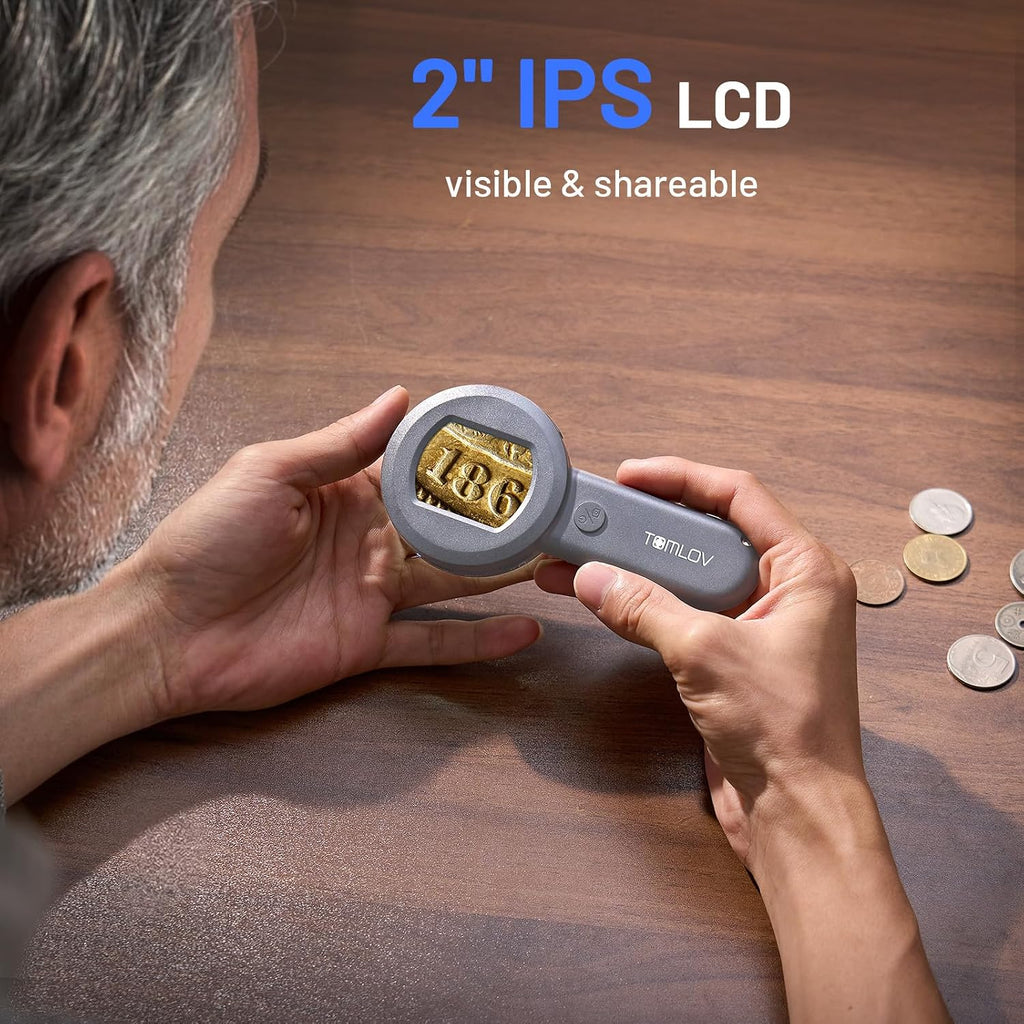 P10 Microscope for Adults Kids, 100X Illuminated Jewelers Loupe | 2" Screen, 16MP Camera, USB PC Viewing, Digital