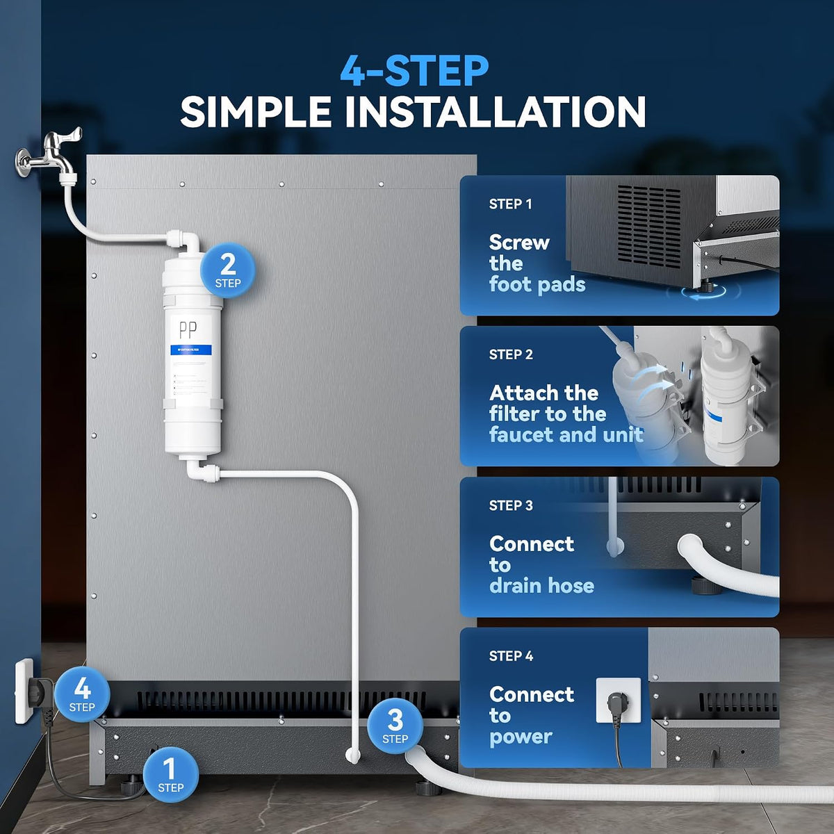 Commercial Ice Maker, 200LBS/24H Ice Maker for Home, Rest, Bar
