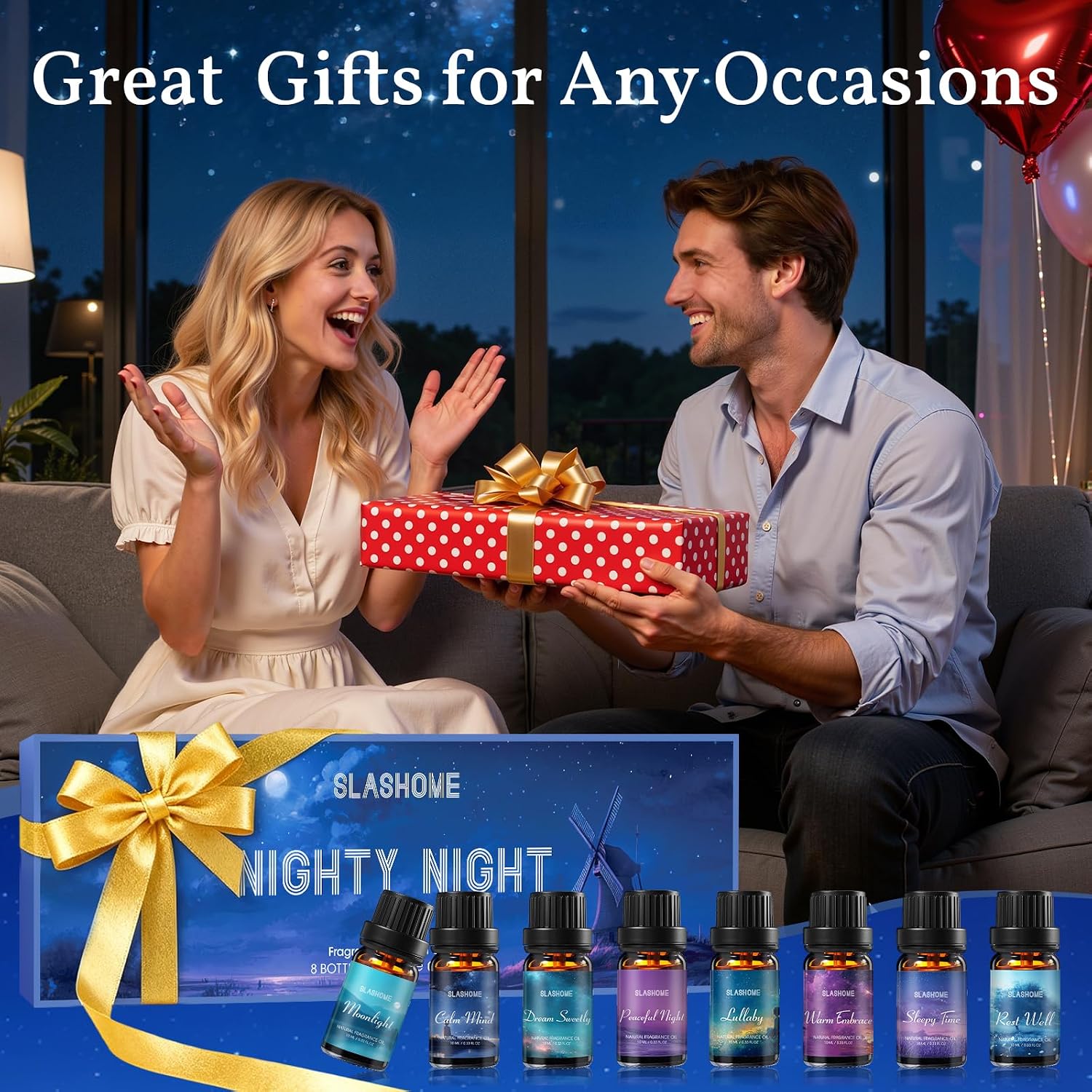 8 Pack Sleep Essential Oils Set for Diffusers for Home | Calming Fragrance Oils for Relaxation, Humidifiers, Candle &