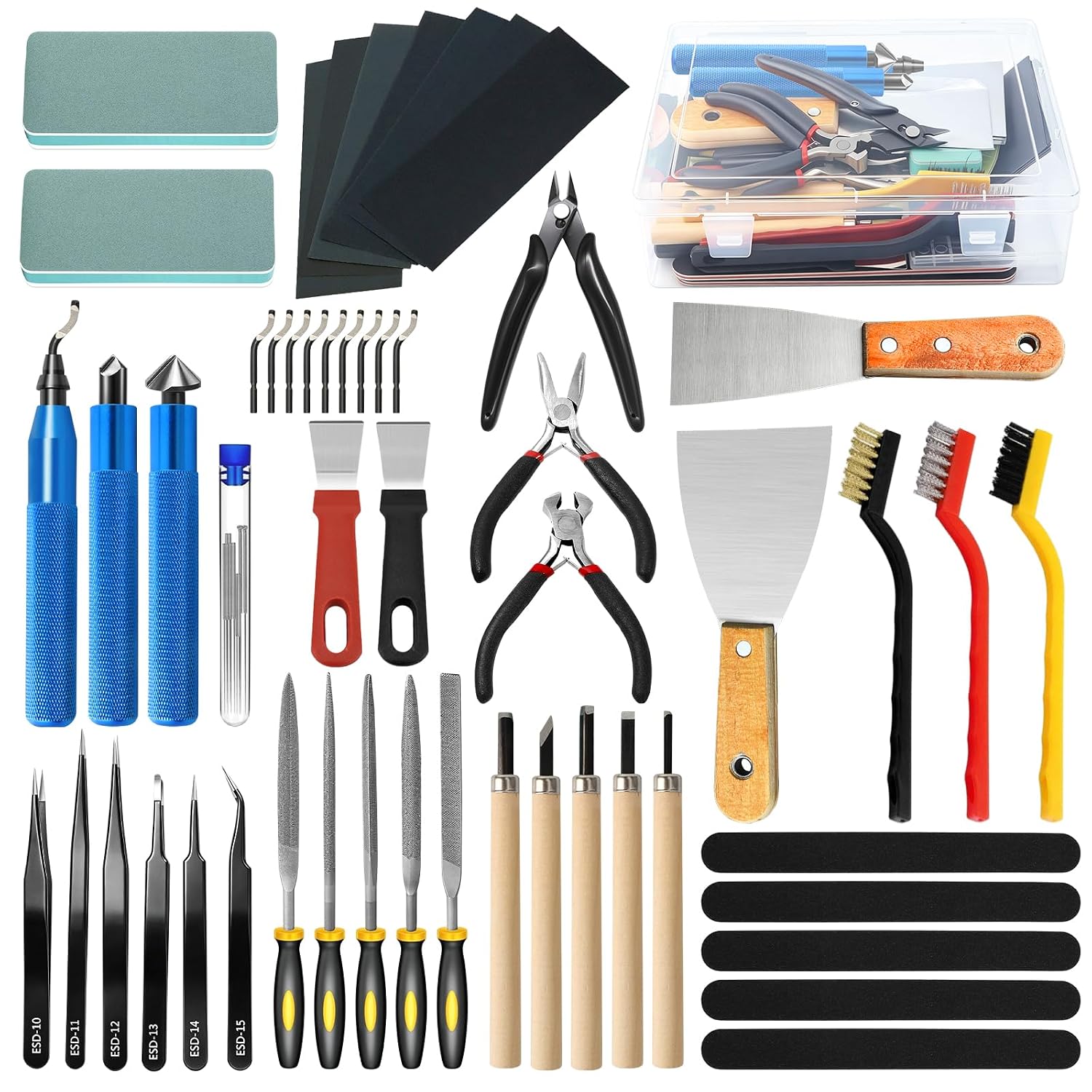 74 Pcs 3D Printer Tool Kit with Deburring Tool for FDM/SLA Printers | 3D Printer Accessories Includes 2 Countersink