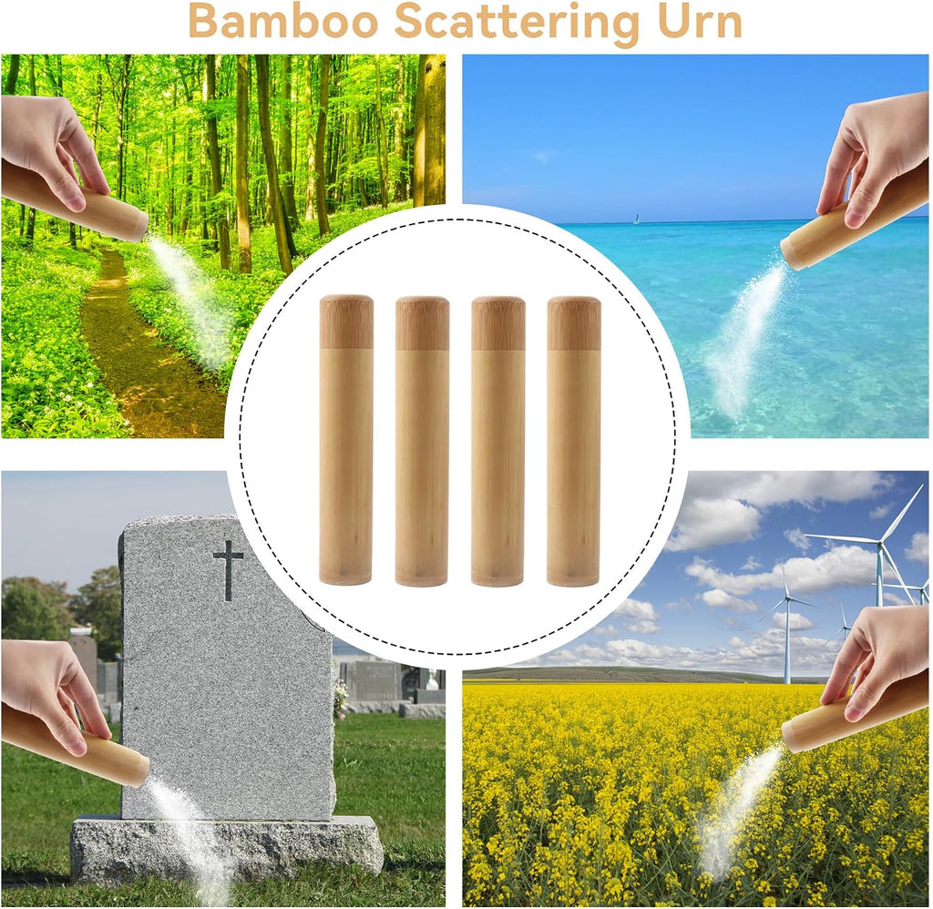 4 PCS Scattering Urns for Human Ashes Adult, 7.48''x 1.42'' Small Scattering Tubes with Black Velvet Bag