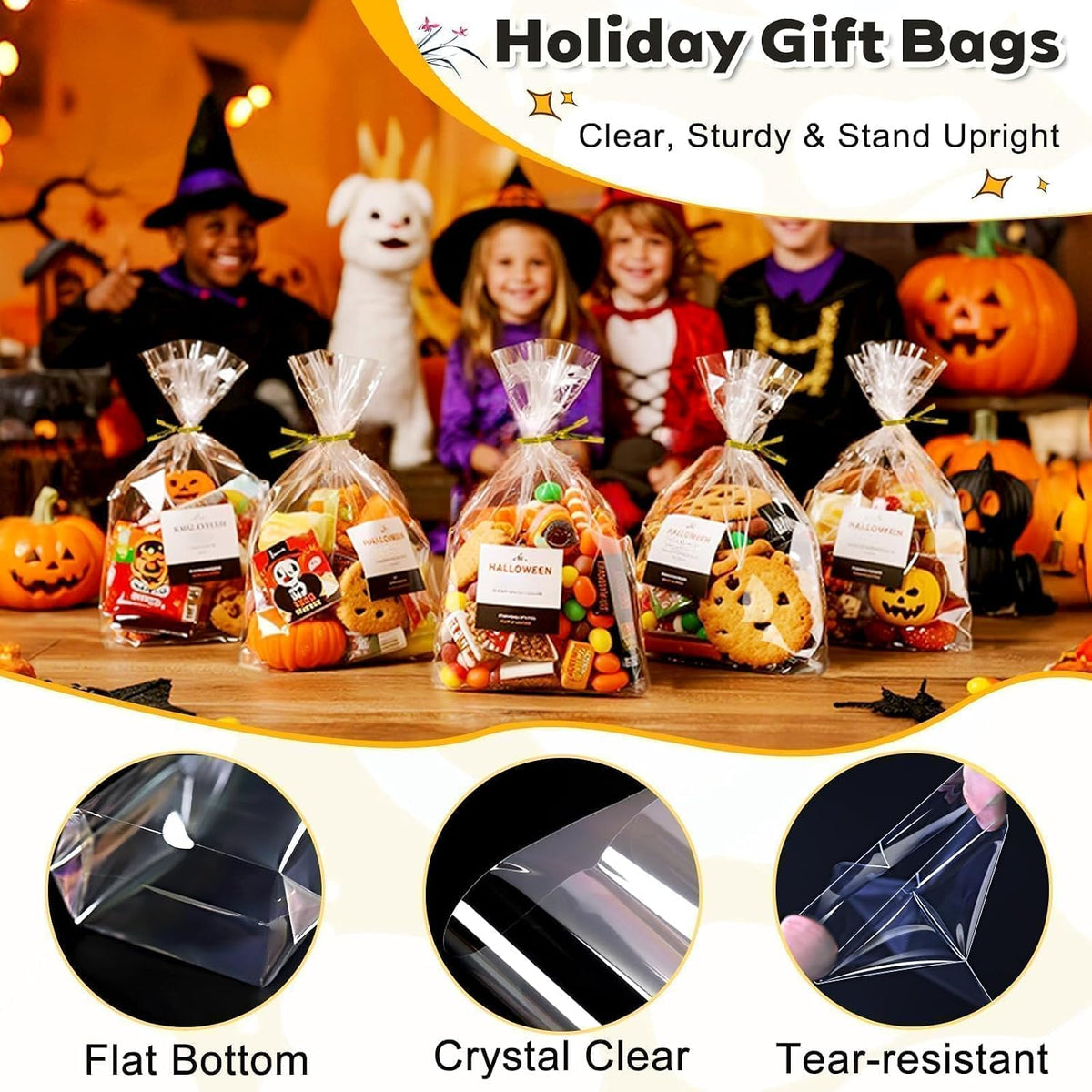 Cellophane Treat Bags 6x9 Inch, 50 Pack, Clear Goodie Bags
