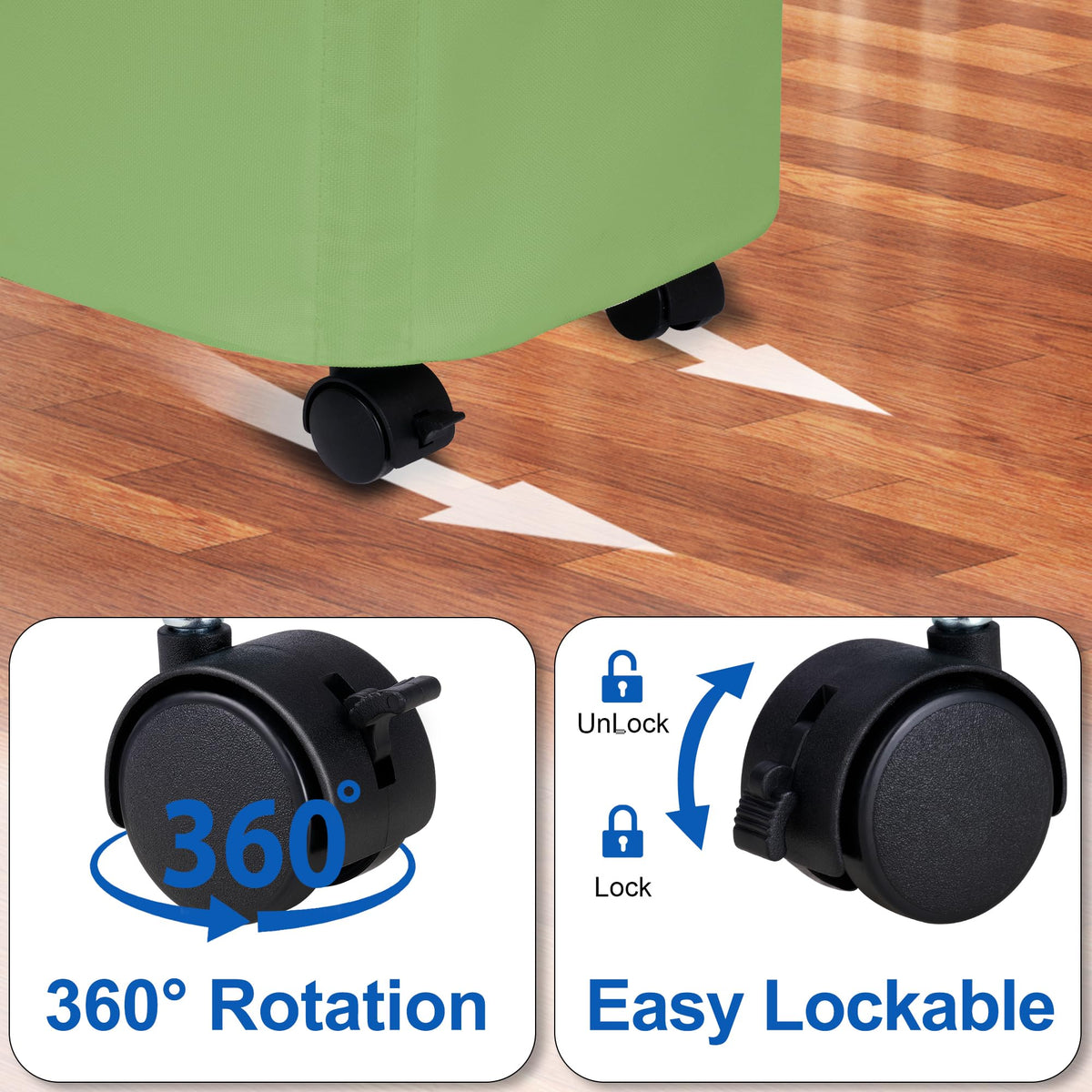 Slim Laundry Hamper with Wheels,20 Gal (75L) Rolling Laundry Basket with lid and wheels Clothes Hamper Foldable Tall