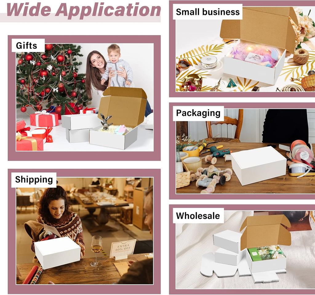 30 Pack 9x6x4 Inches White Corrugated Cardboard Shipping Boxes